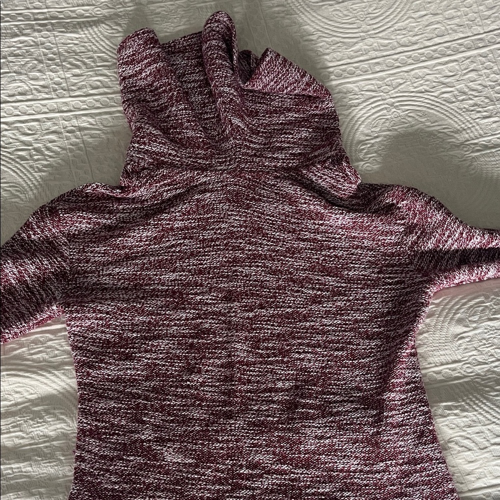 Women's red and white cowl neck sweater small